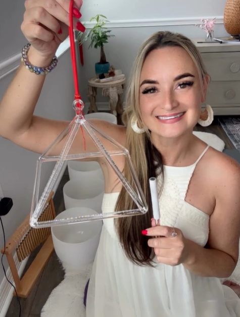 Michelle with crystal sound pyramid
