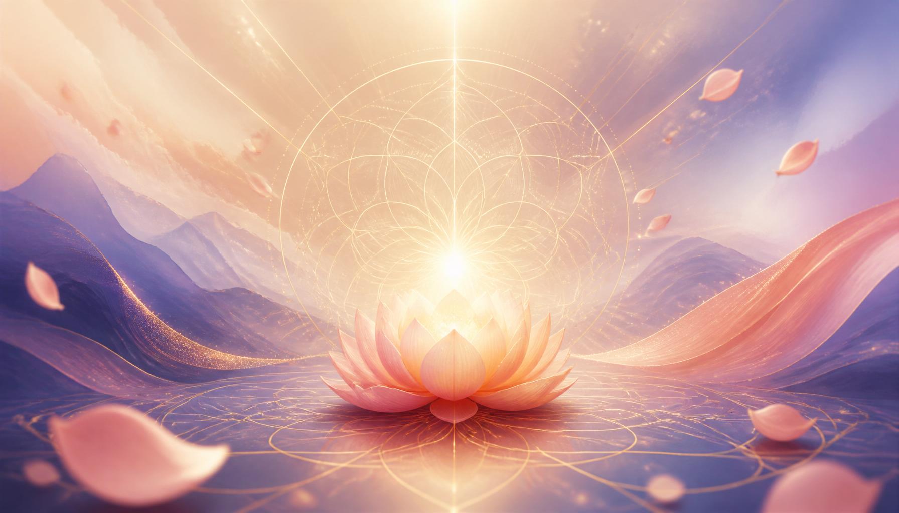 Ethereal lotus flower with sacred geometry representing conscious marketing and spiritual business growth
